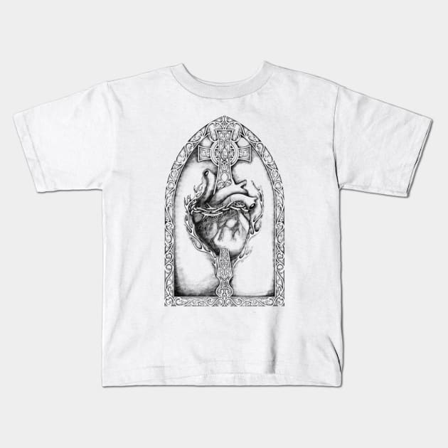 Sacred Heart of Jesus Christ Kids T-Shirt by Art of Arklin